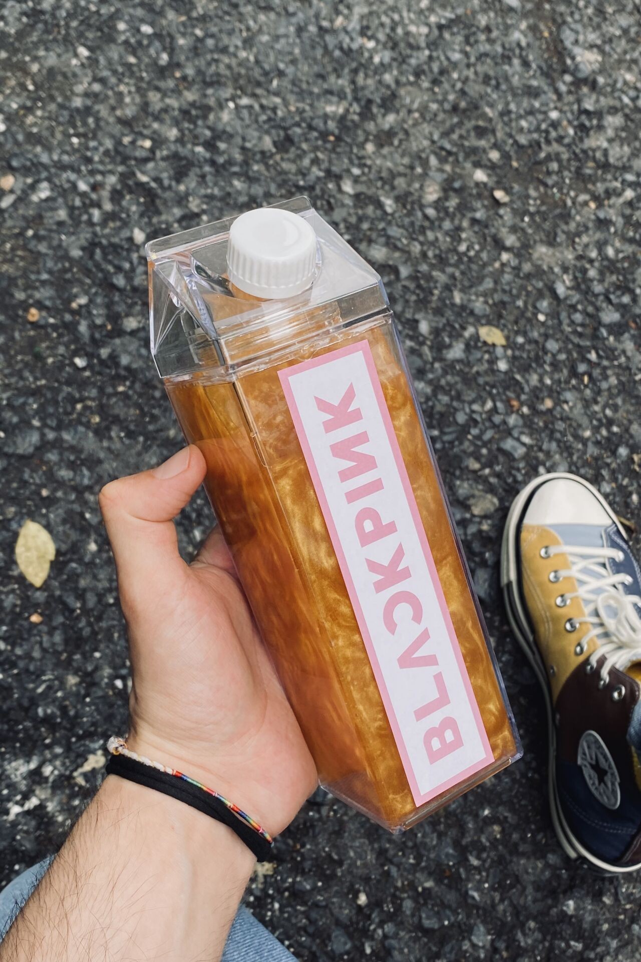 Blackpink Starbucks Süt Kutusu Tasarımlı 500ml Mika Matara Suluk