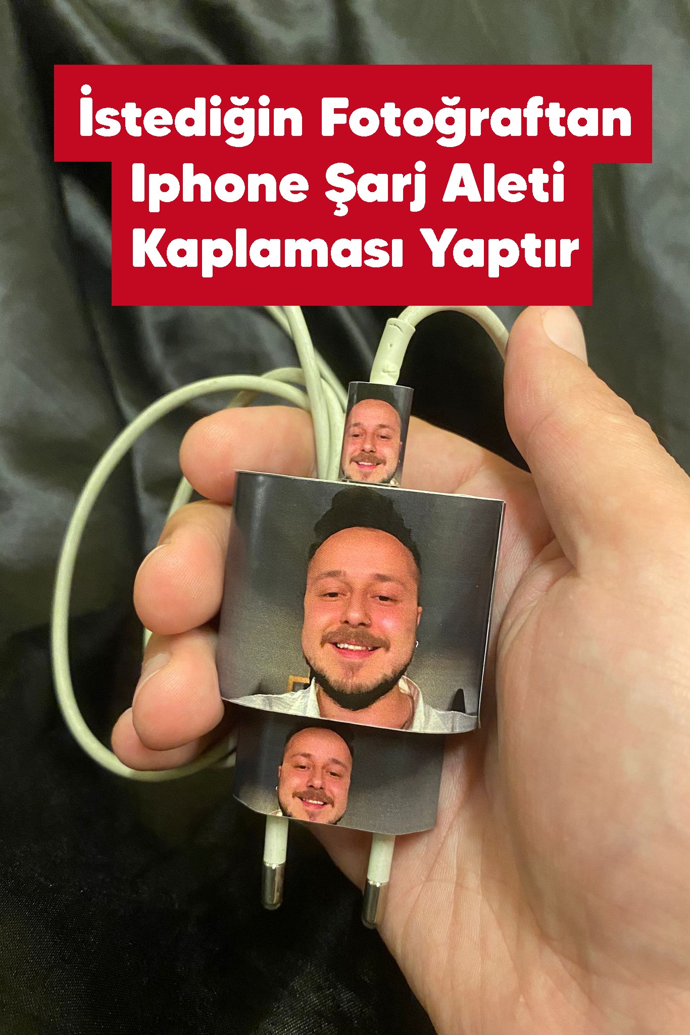 Kişiye Özel Fotoğraflı iPhone 20W Şarj Aleti Kaplaması - 2 Adet