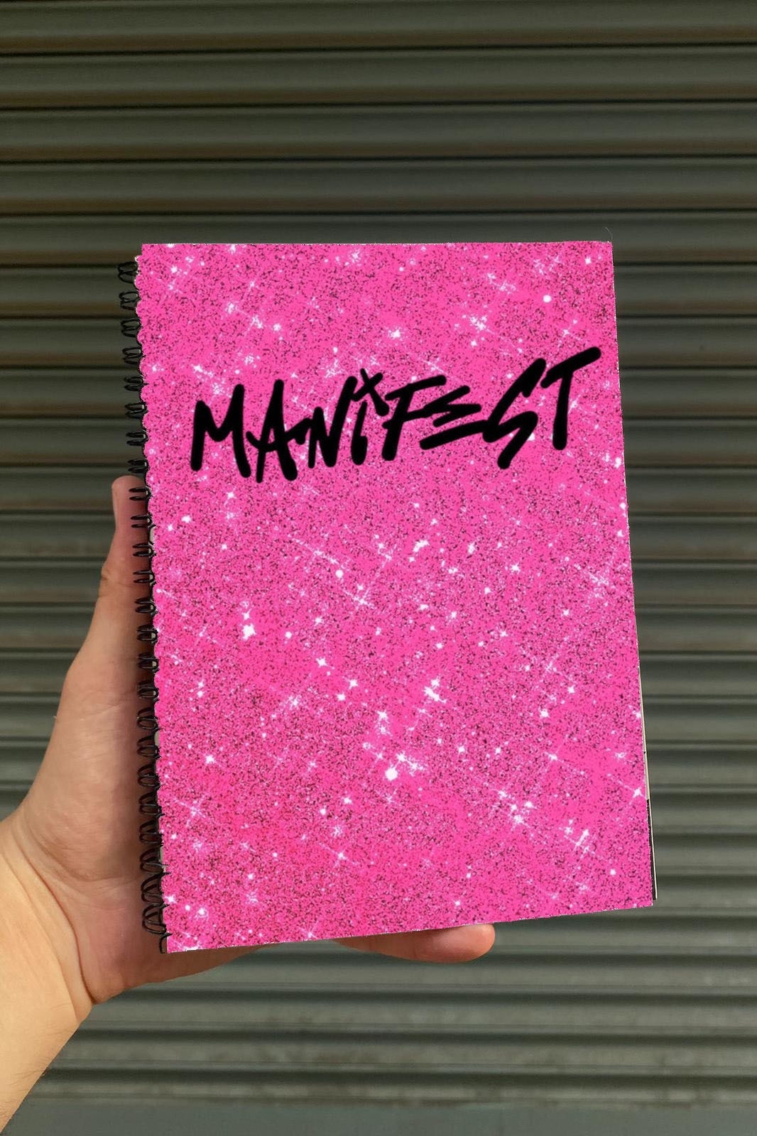 Spiralli A5 Defter Manifest Pembe Glitter (200 Sayfa)