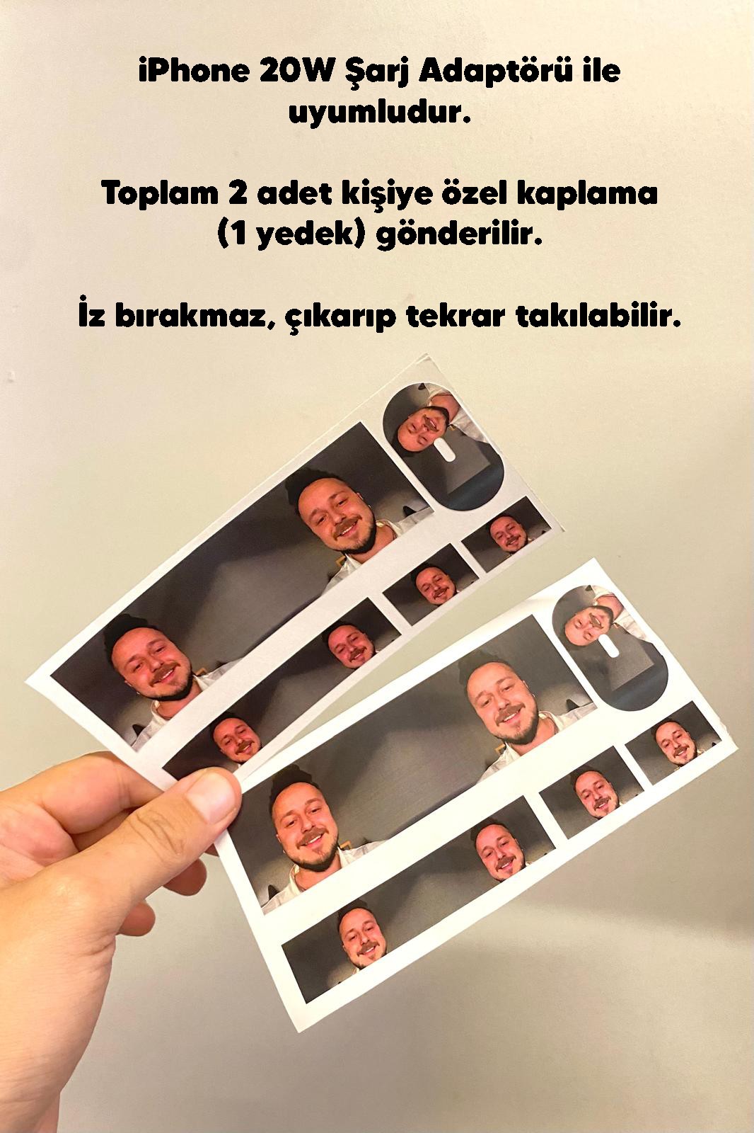Kişiye Özel Fotoğraflı iPhone 20W Şarj Aleti Kaplaması - 2 Adet