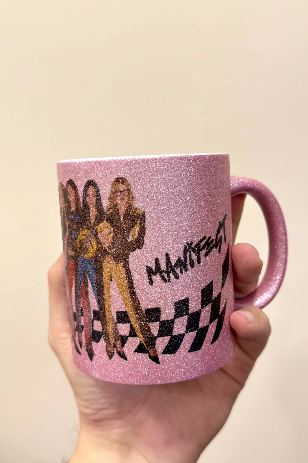 Pembe Glitter Simli Kupa Bardak Manifest Amatör