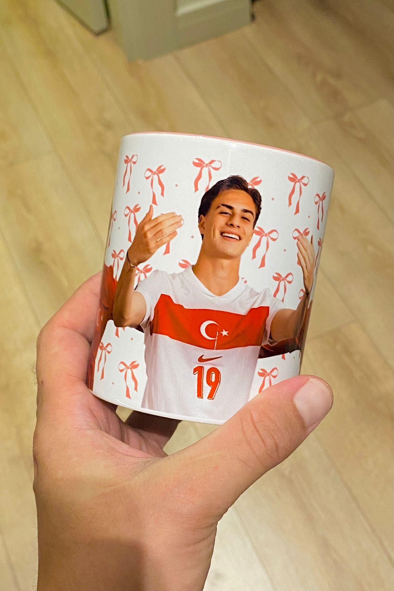 Kenan Yıldız Kalpli Kulplu Pembe Kupa Bardak #bizimcocuklar