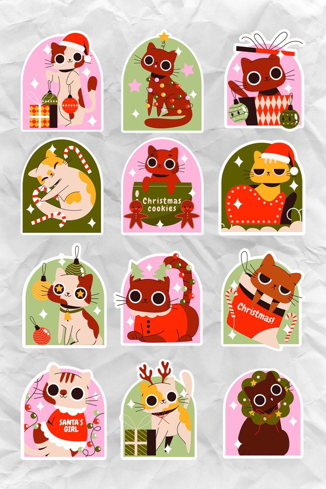 Noel Kedileri 12’li Yılbaşı Sticker Paketi