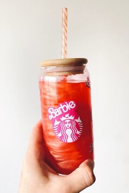 Pipetli Cam Bardak Starbucks Barbie 580ml