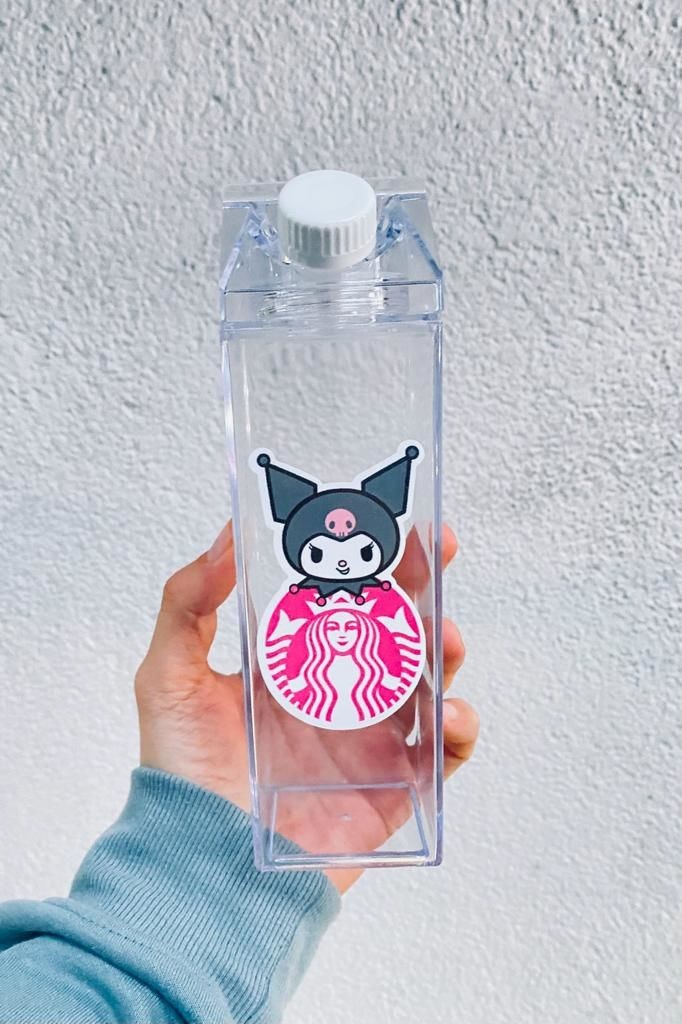 Kuromi Starbucks Süt Kutusu Tasarımlı 500ml Mika Matara Suluk