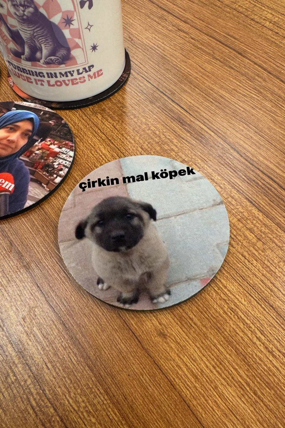 Yuvarlak Bardak Altlığı Çirkin Mal Köpek