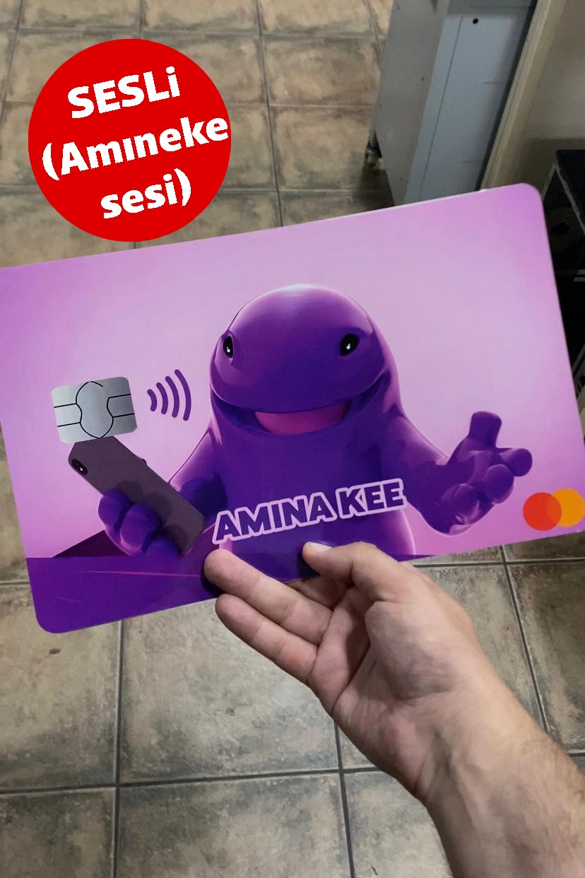 **SESLİ Amınake Vada Kredi Banka Kartı Kılıfı Dev Boy