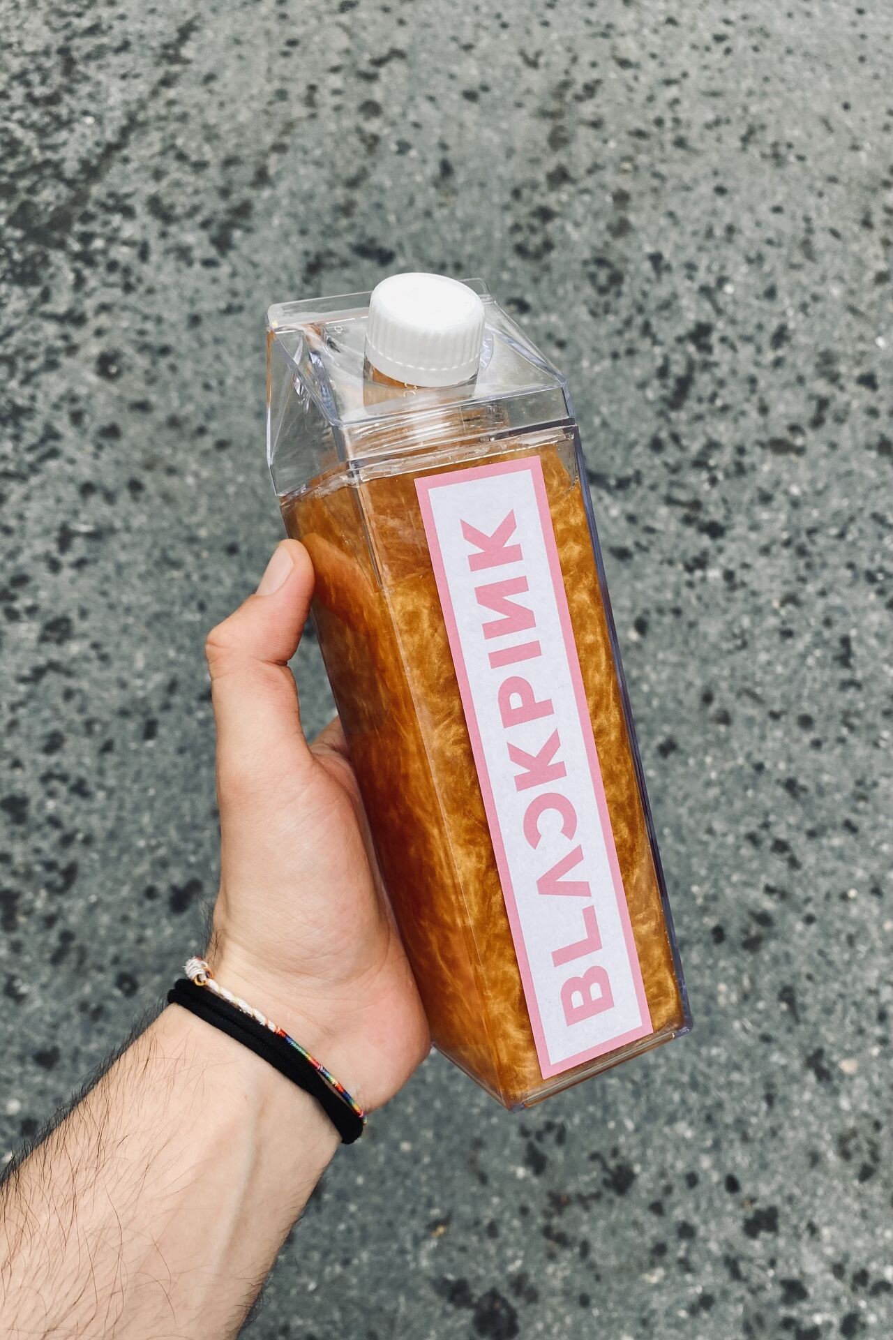Blackpink Starbucks Süt Kutusu Tasarımlı 500ml Mika Matara Suluk
