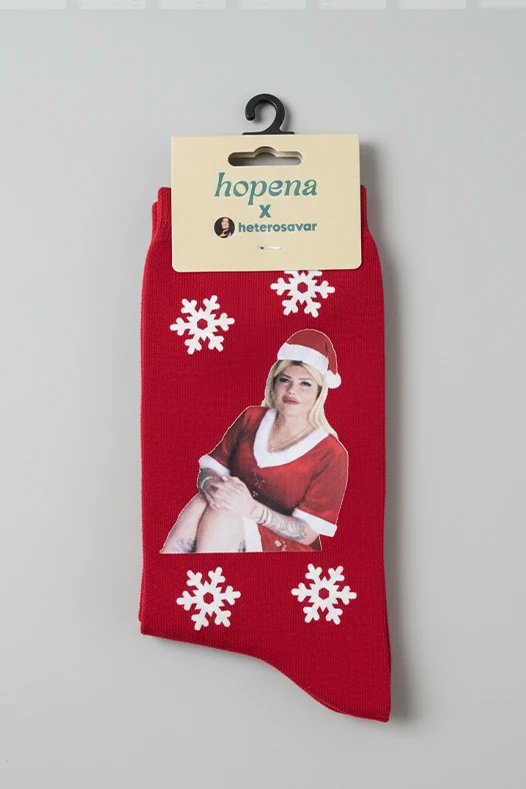 Yılbaşı Kırmızı Unisex Bambu Çorap - Mükremin Gezgin