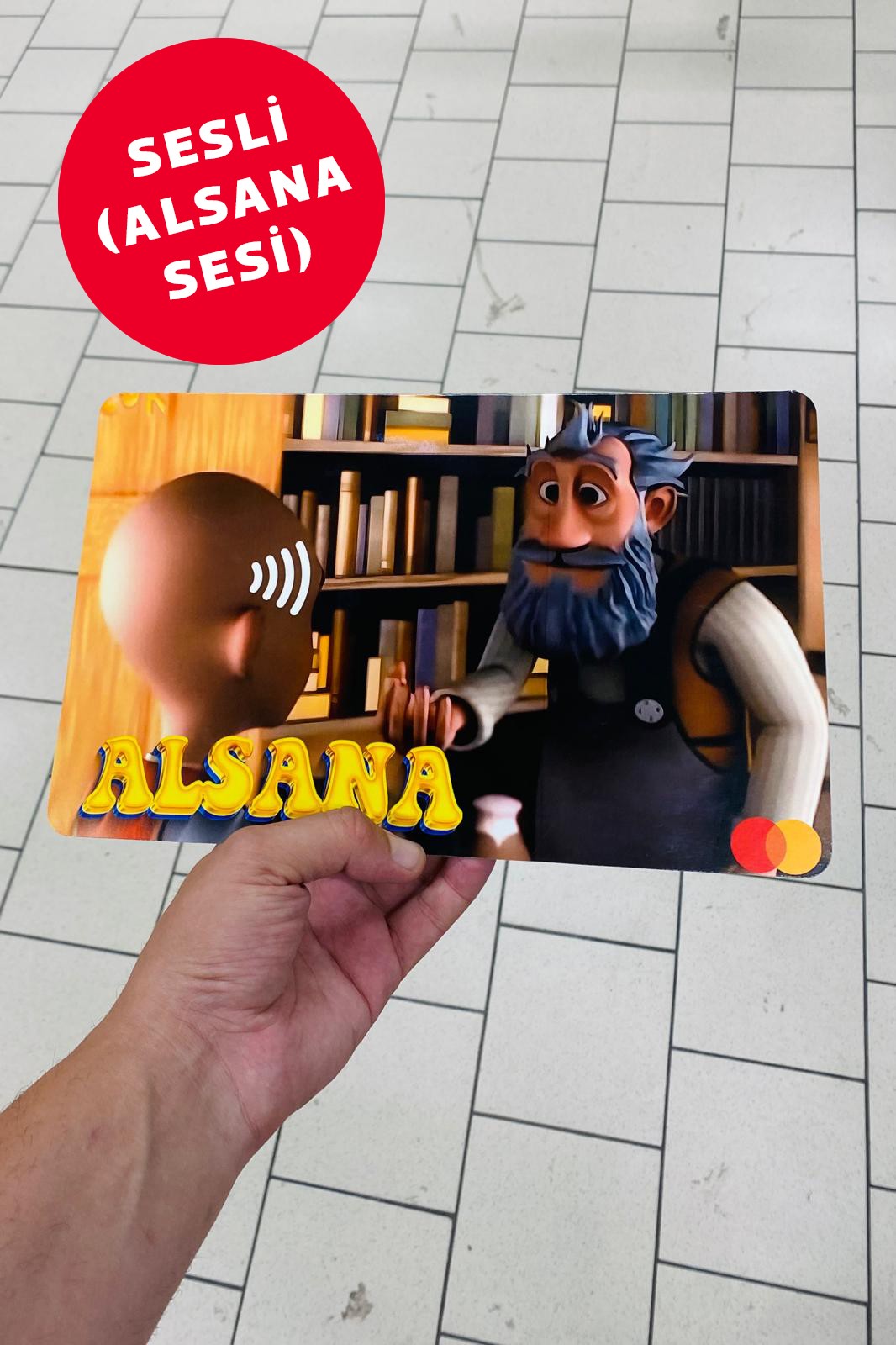 **SESLİ Alsana Bilgecan Dede Kredi Banka Kartı Kılıfı Dev Boy