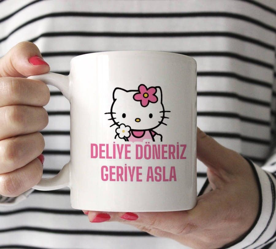 Beyaz Kupa Bardak Hello Kitty Deliye Döneriz