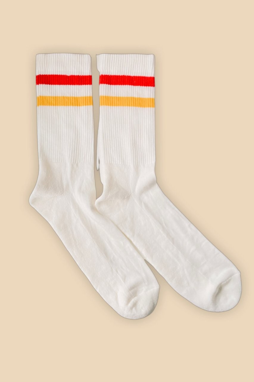Sarı Kırmızı Çizgili Havlu Çorap