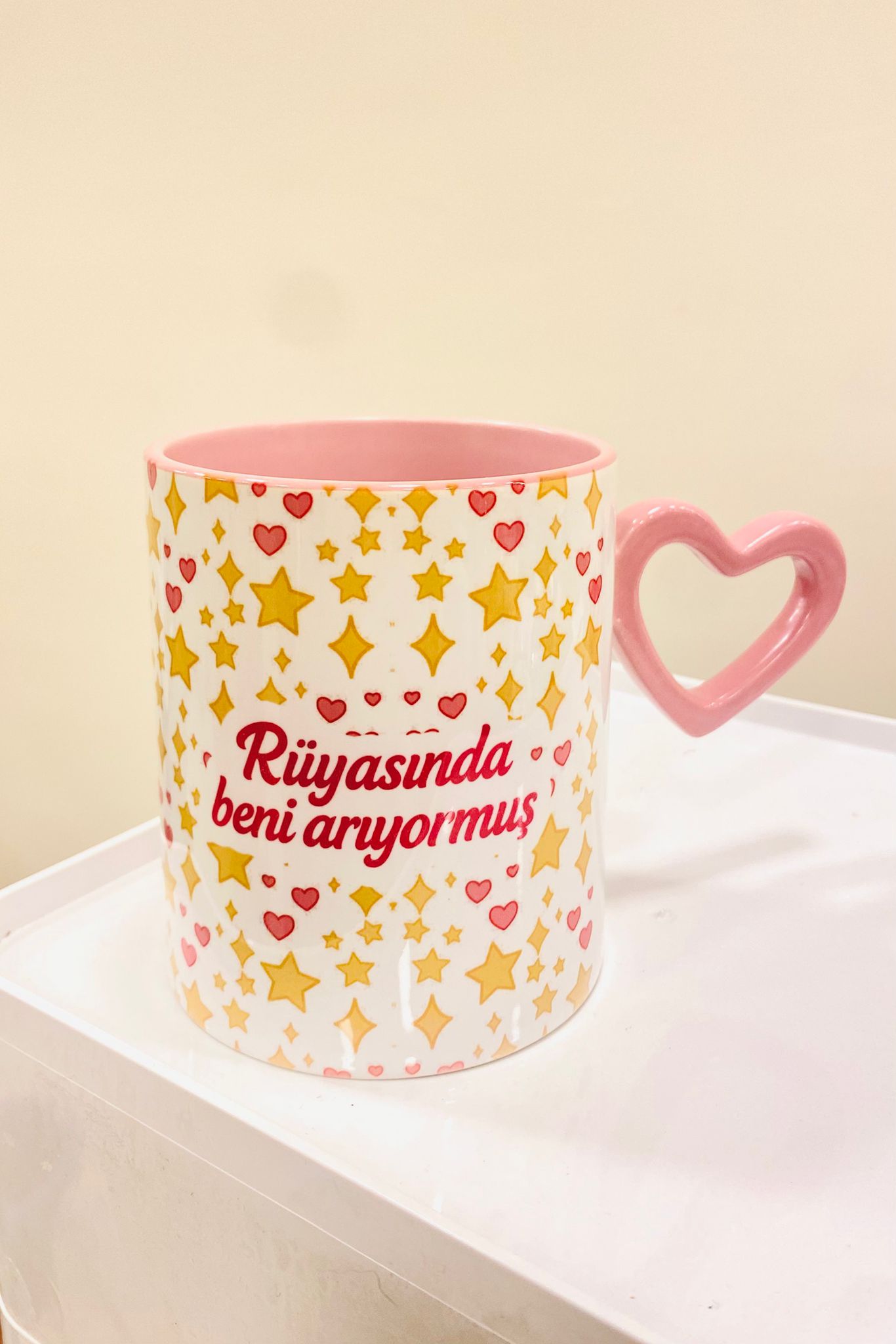 Manifest Rüya Pembe Kalp Porselen Kupa Bardak