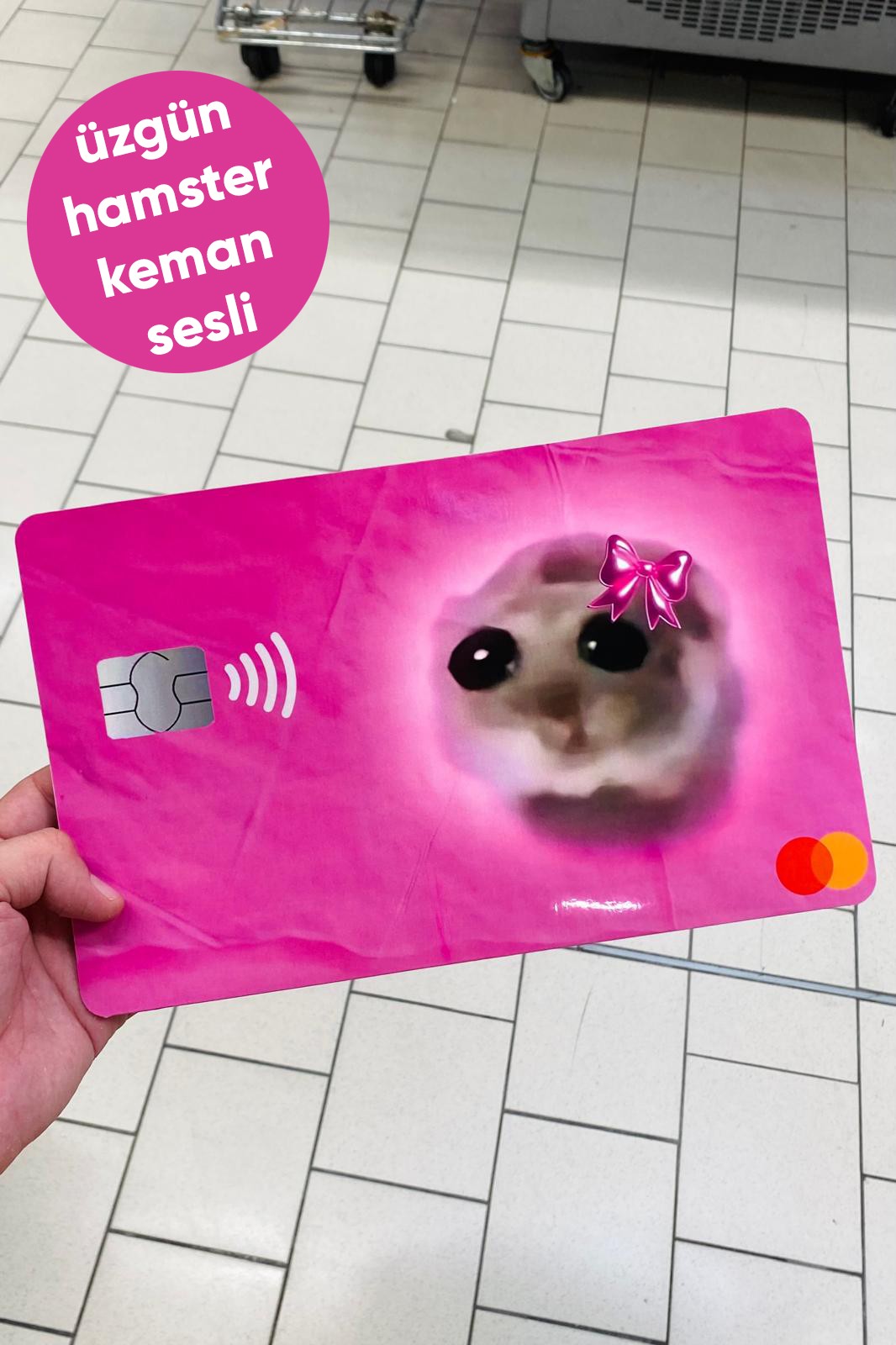 **SESLİ Sad Hamster Kredi Banka Kartı Kılıfı Dev Boy Üzgün Hamster