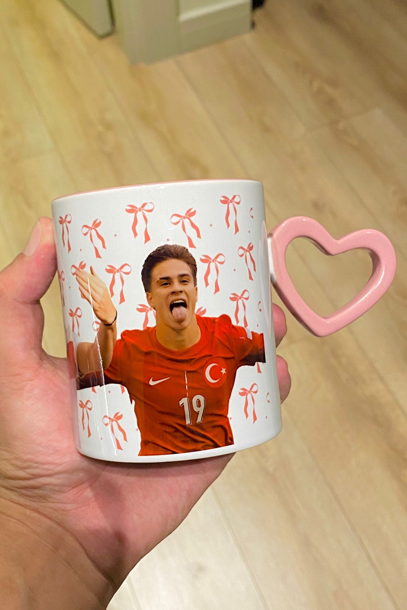 Kenan Yıldız Kalpli Kulplu Pembe Kupa Bardak #bizimcocuklar