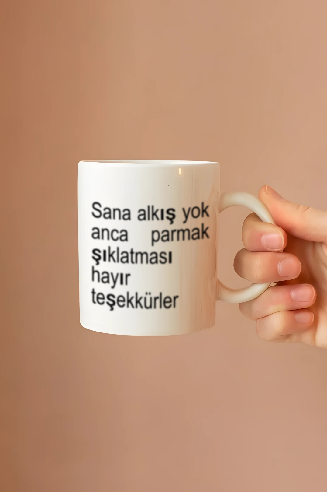 Manifest Parmak Şıklatması Beyaz Porselen Kupa Bardak