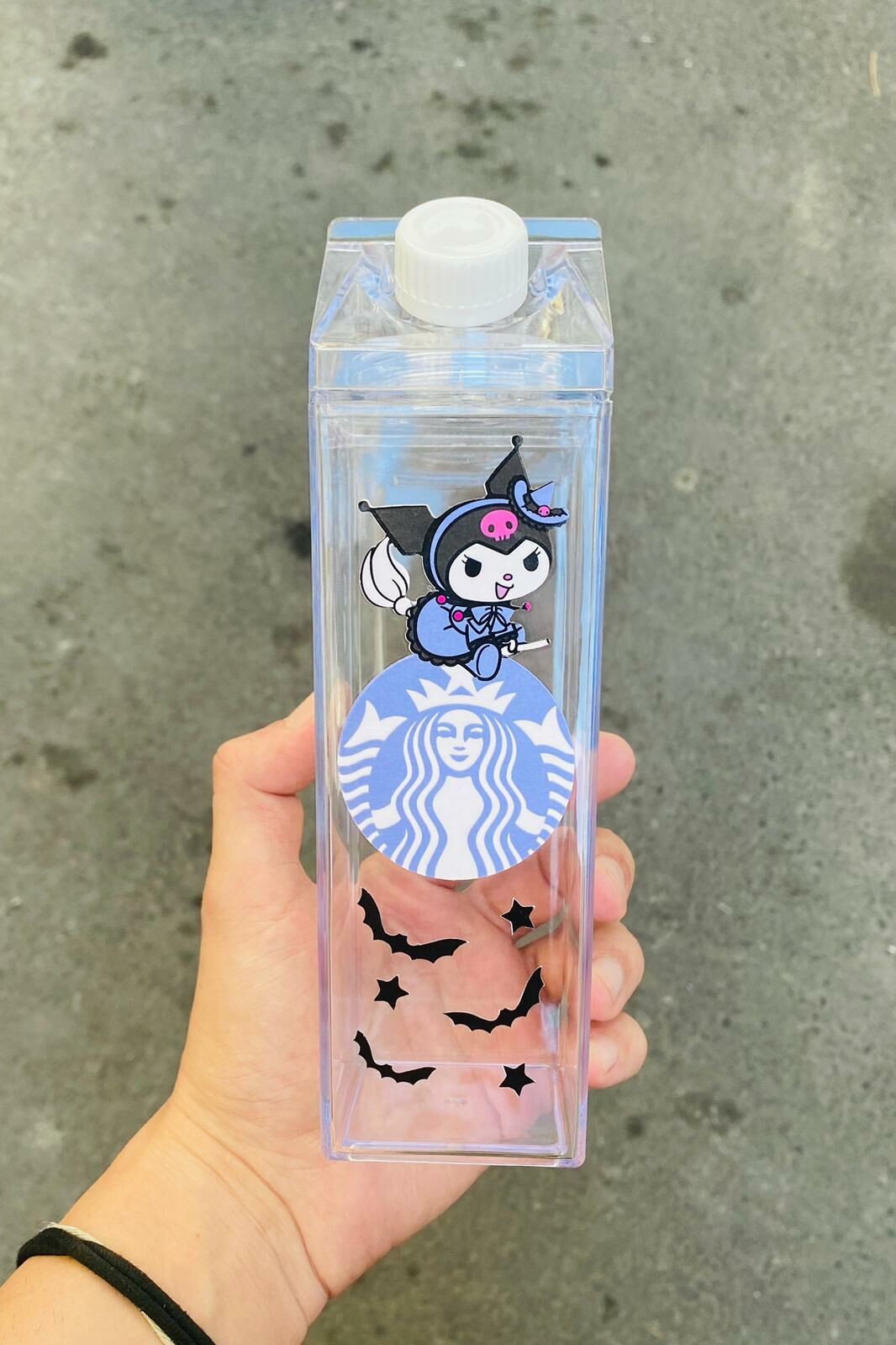 Halloween Kuromi Starbucks Süt Kutusu Tasarımlı 500ml Mika Matara Suluk