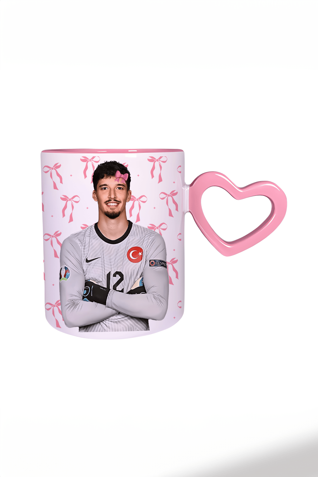 Altay Bayındır Kalpli Kulplu Pembe Kupa Bardak