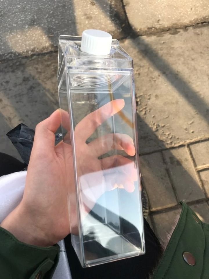 Baskısız Süt Kutusu Tasarımlı 500ml Mika Matara Suluk