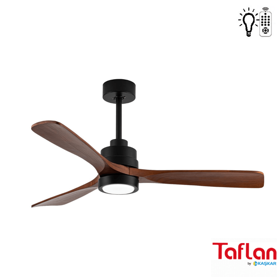 TAFLAN - KAŞKAR F52203 KAHVERENGİ UZAKTAN KUMANDALI LAMBALI TAVAN VANTİLATÖRÜ