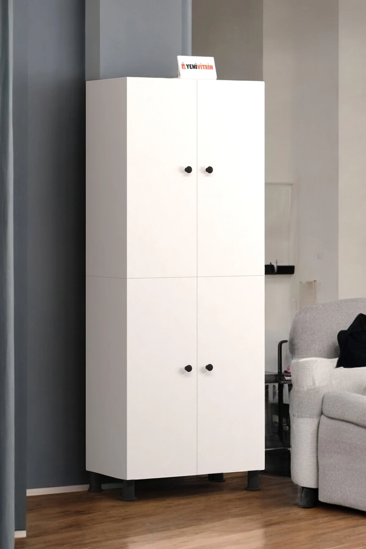 8 Raflı Çok Amaçlı Beyaz Kiler Banyo Mutfak Dolabı 172 Cm