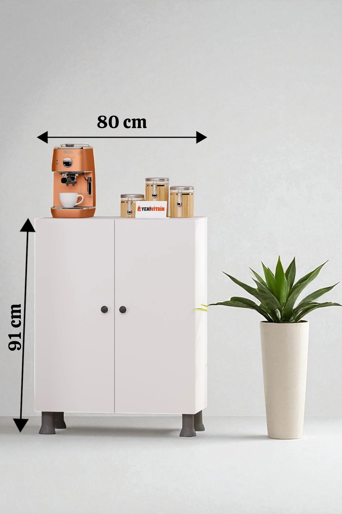 Çok Amaçlı Mutfak Banyo Kiler Dolabı 80 cm Beyaz