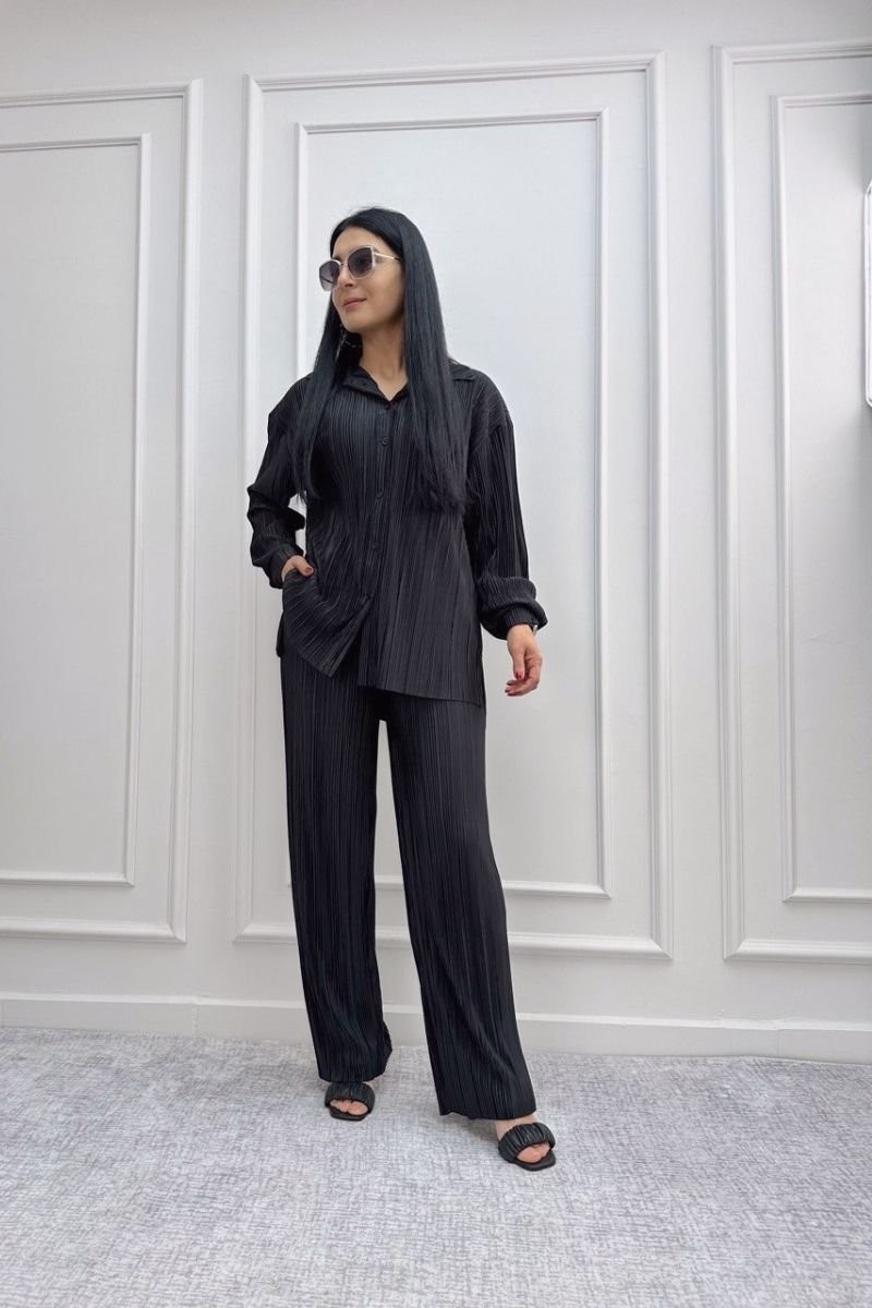 Pleated Trousers and Shirt Set