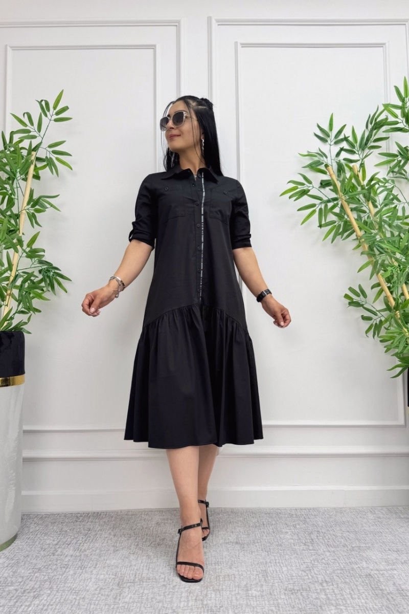 Front Buttoned Midi Dress