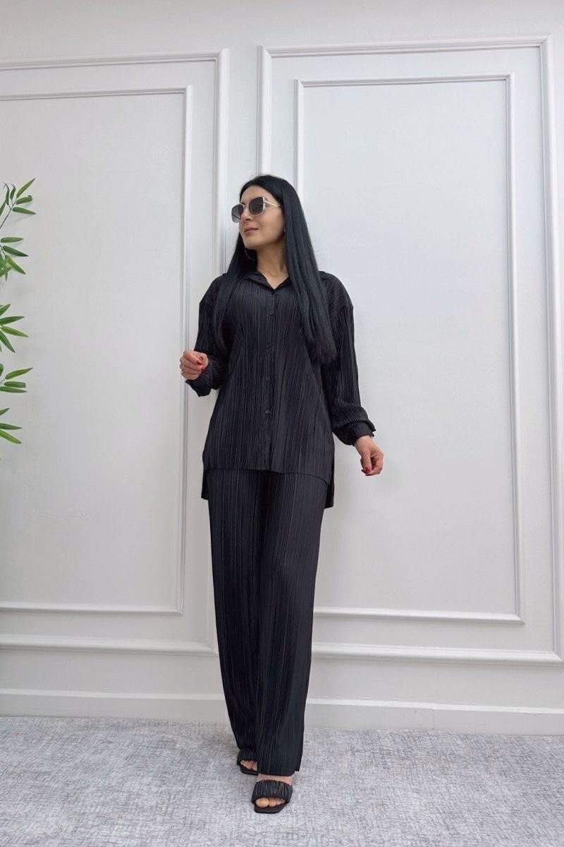 Pleated Trousers and Shirt Set