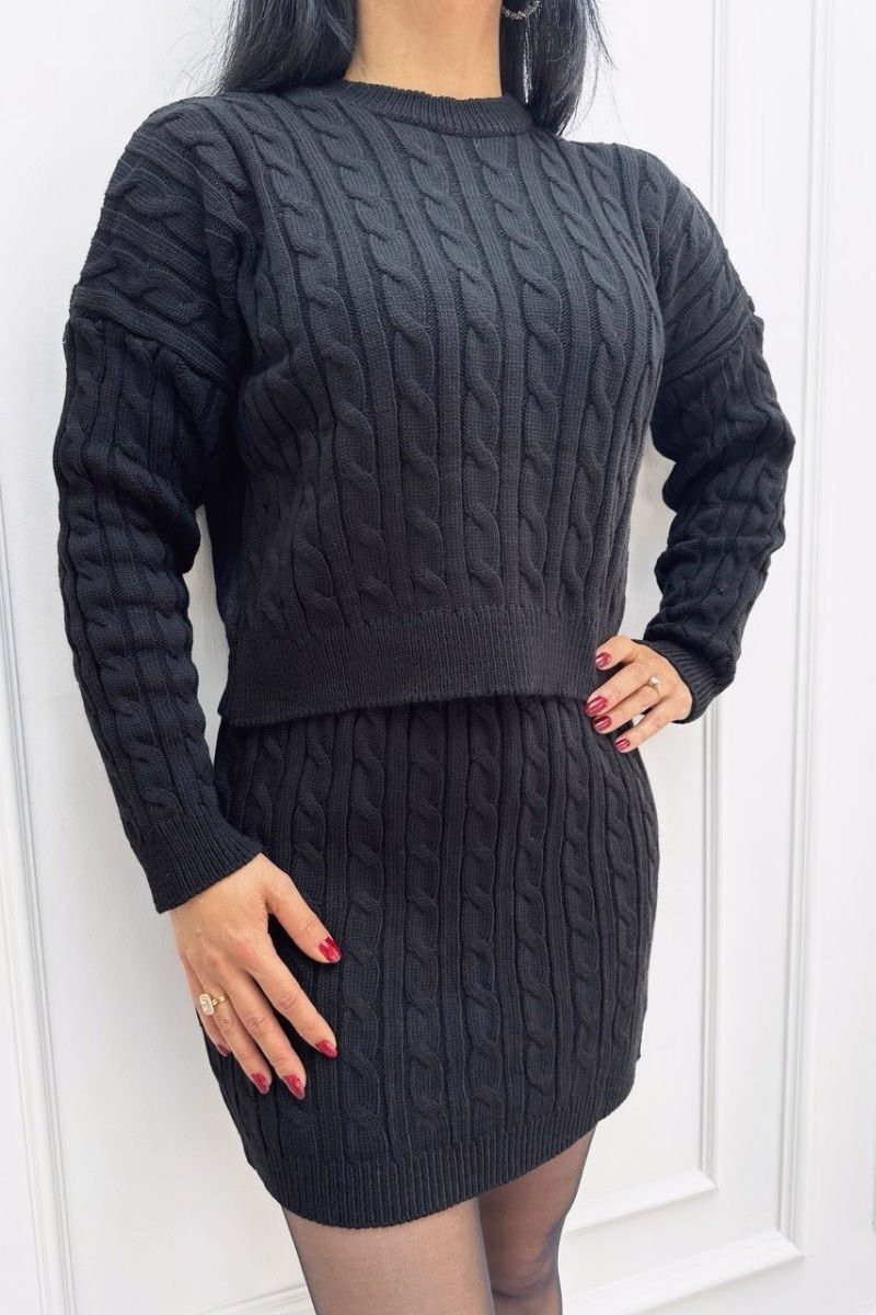 Black Knit Two-Piece Set