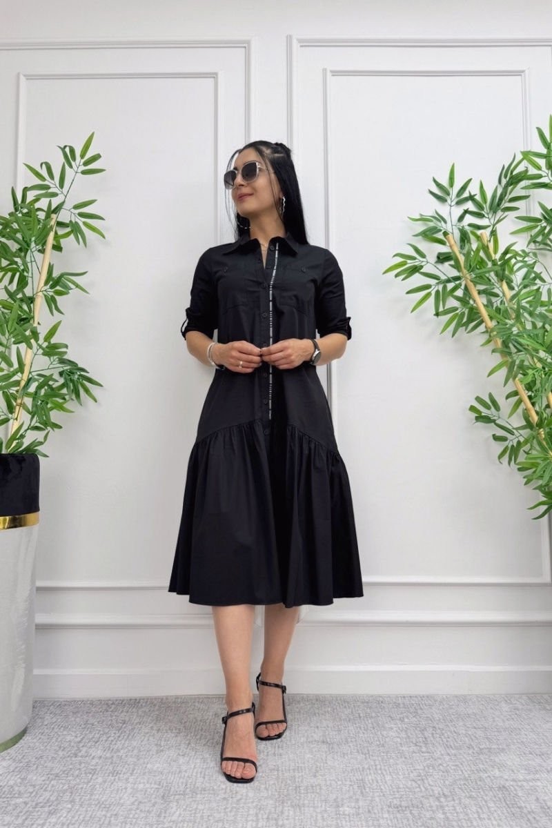 Front Buttoned Midi Dress