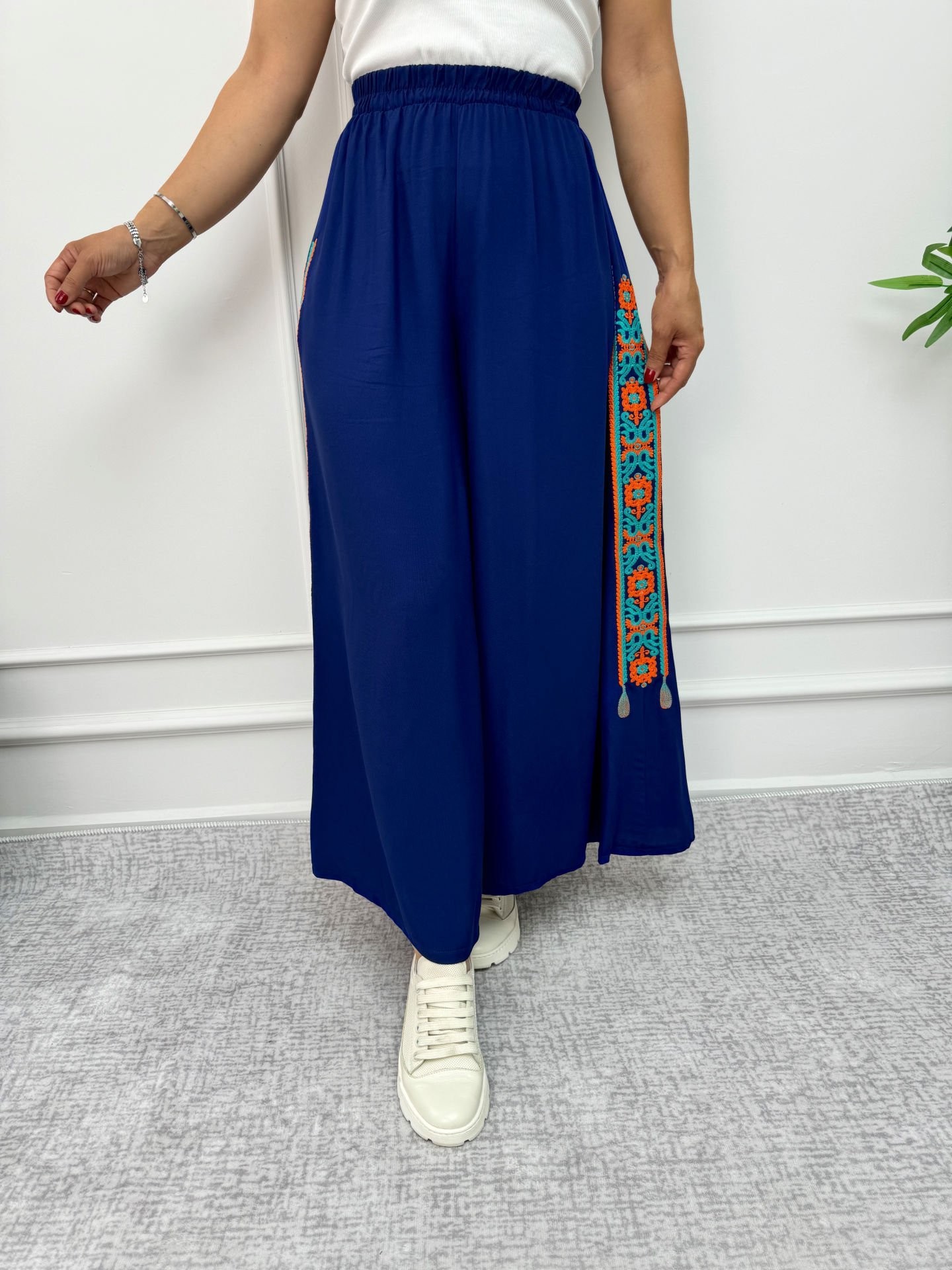 Viscose Embroidered Skirt Trousers