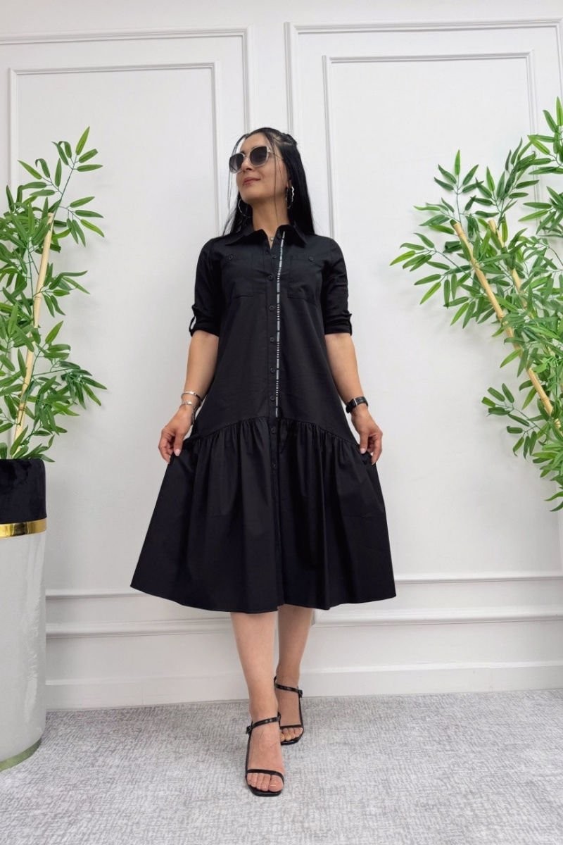 Front Buttoned Midi Dress