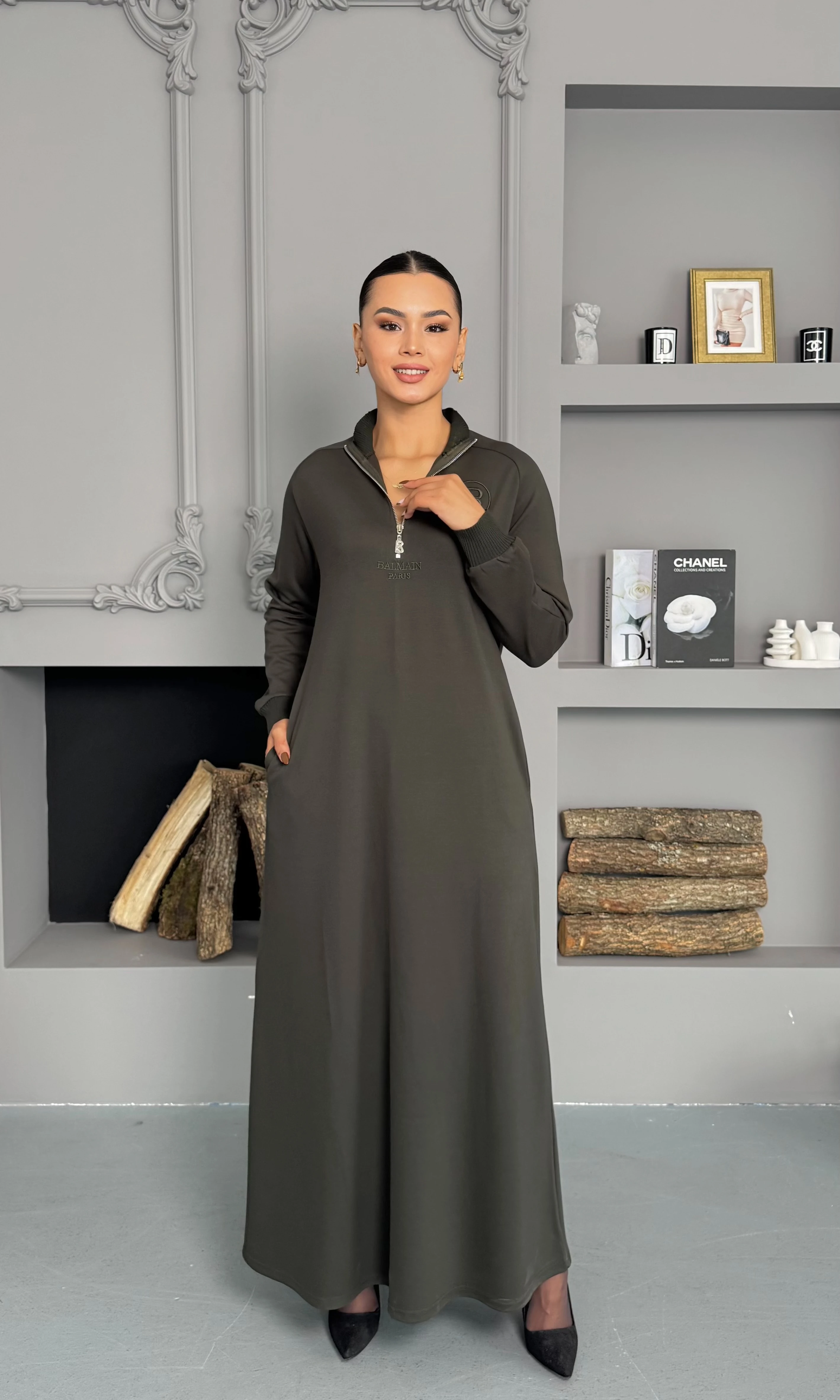 Luna Elbise - Haki Yeşili