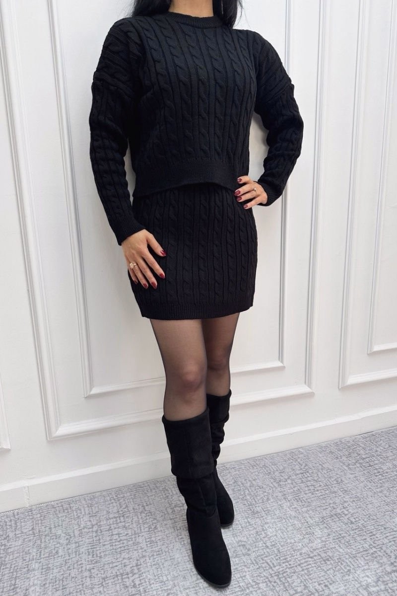 Black Knit Two-Piece Set