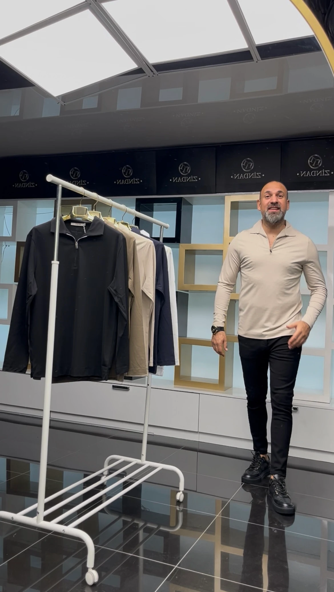 Fermuarlı İnce Sweatshirt Bej