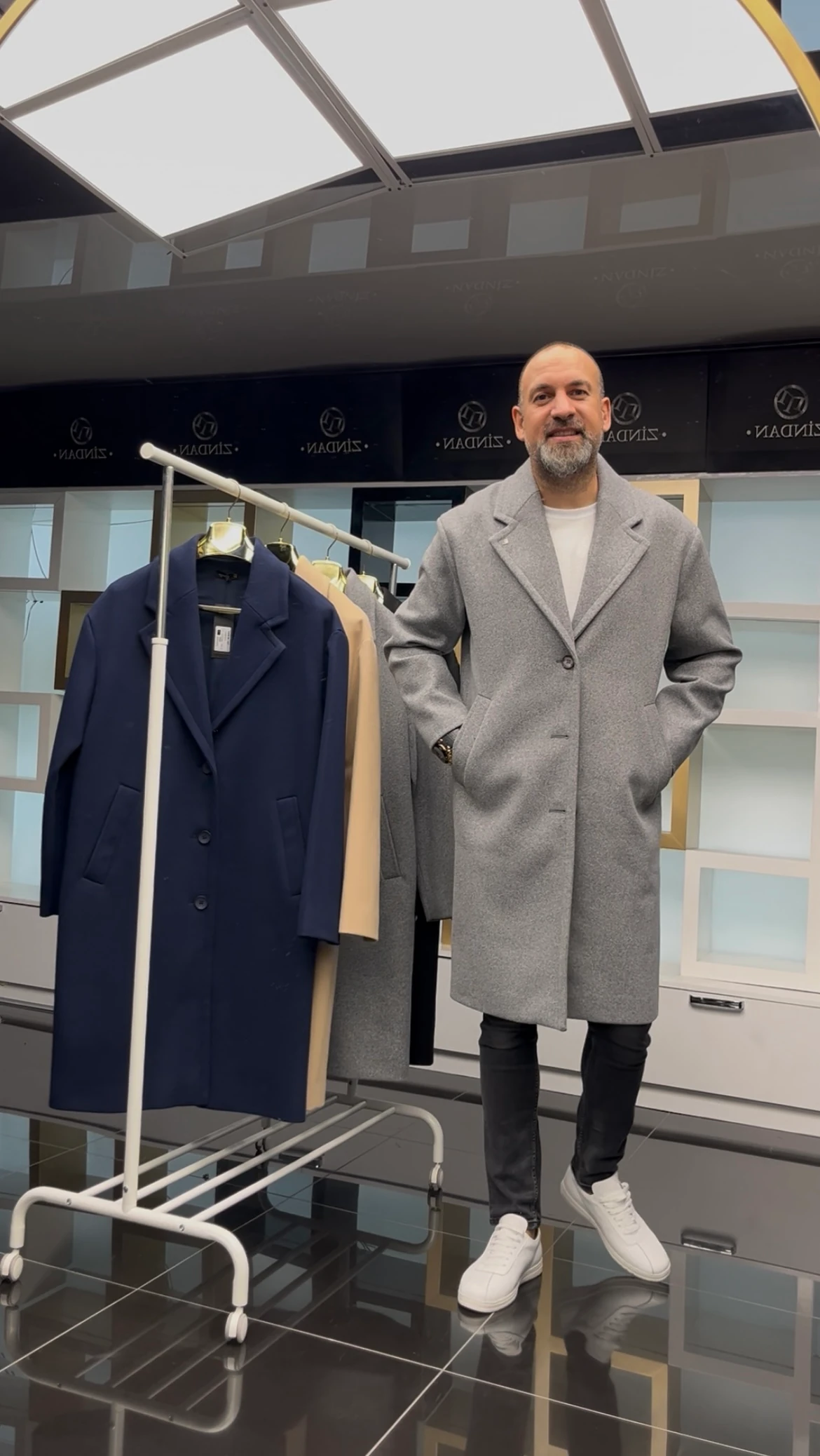 Oversize Kaşe Kaban Gri 