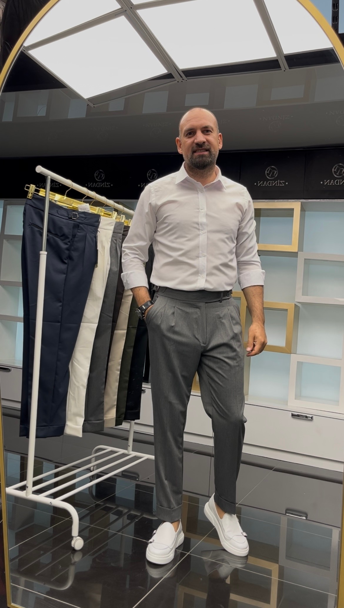 Pileli Düğmeli Pantolon Antrasit 