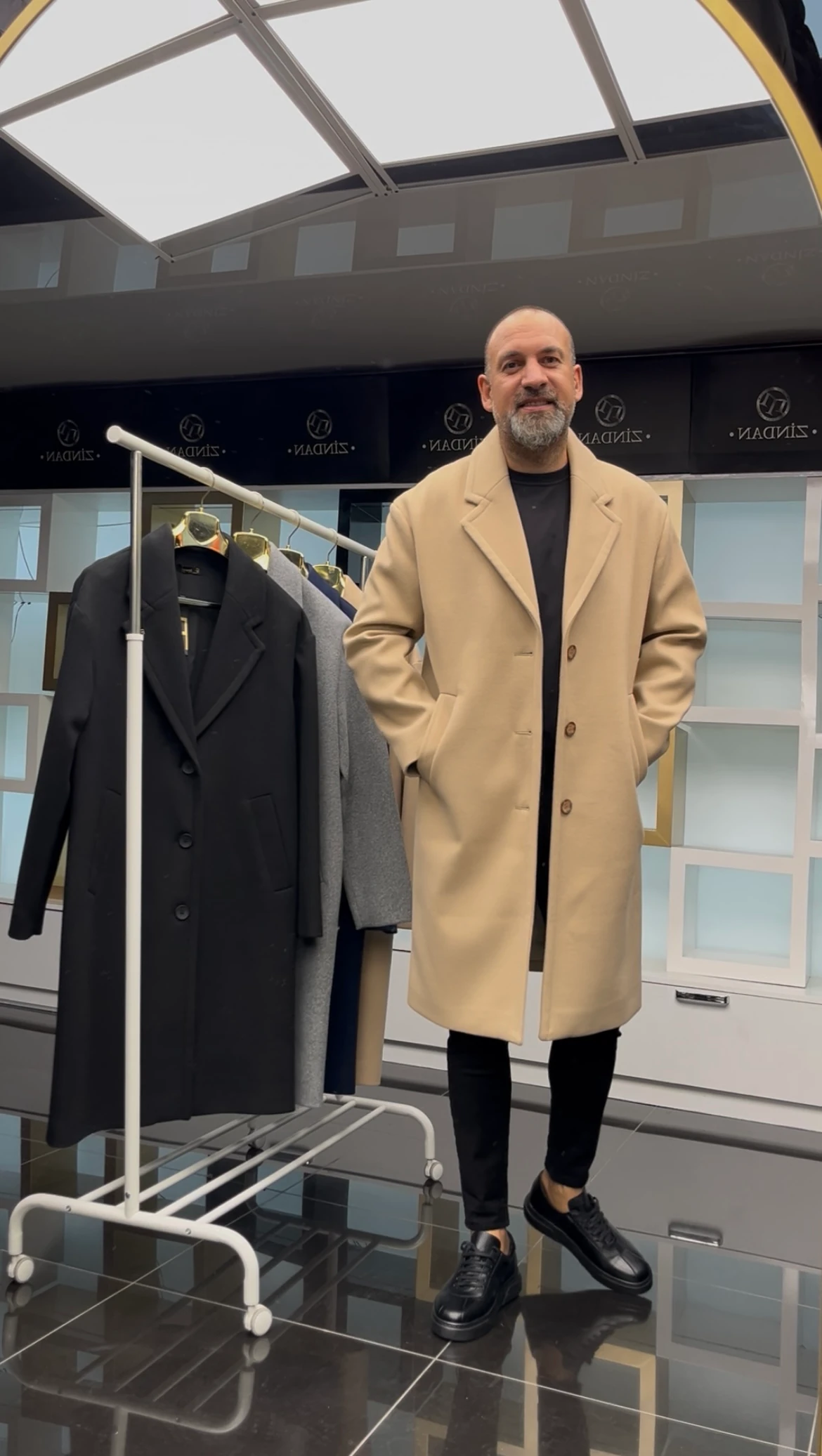 Oversize Kaşe Kaban Bej 