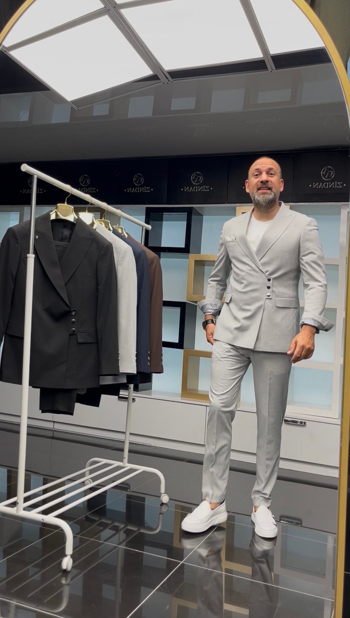 3 Çıtçıtlı Model Takım Gri