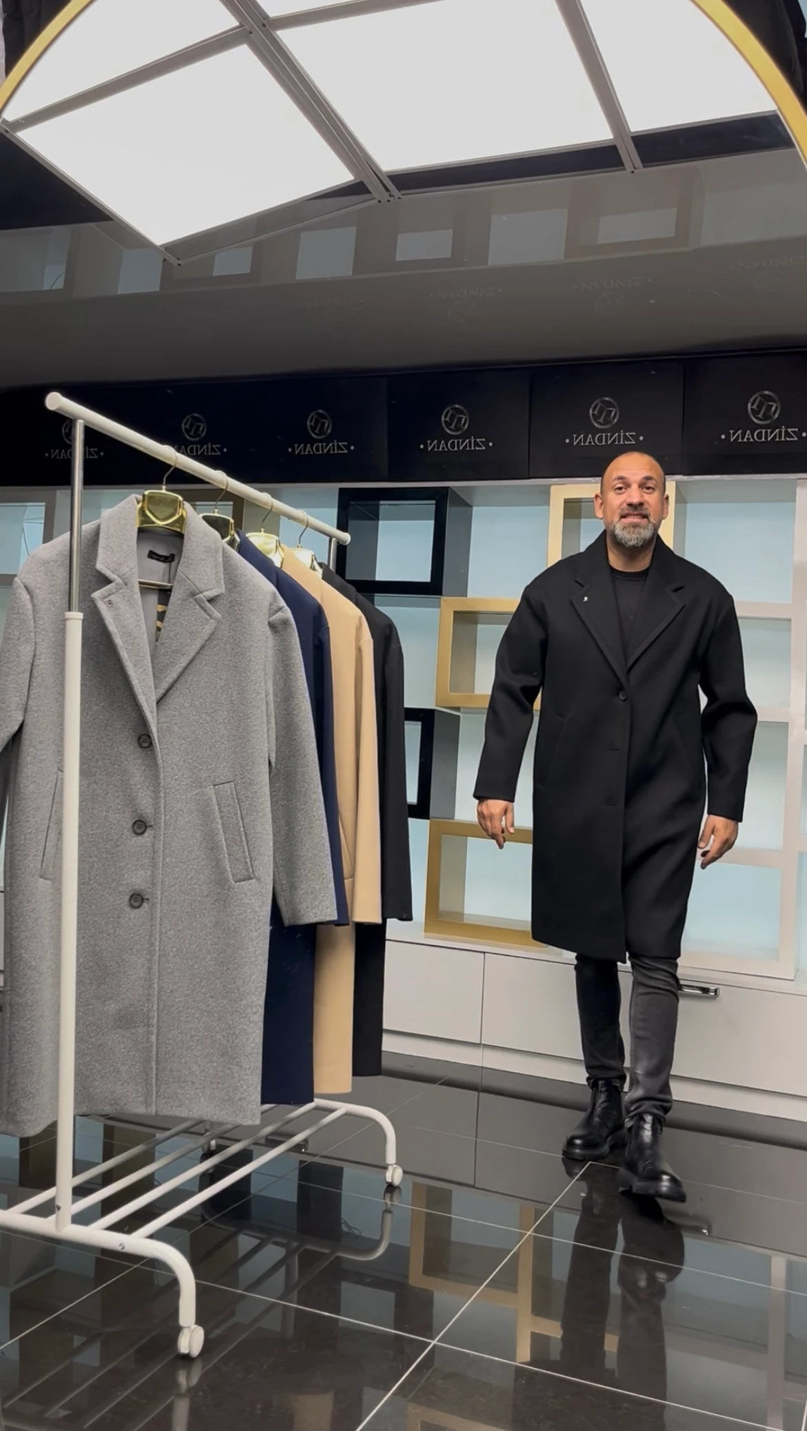 Oversize Kaşe Kaban Siyah