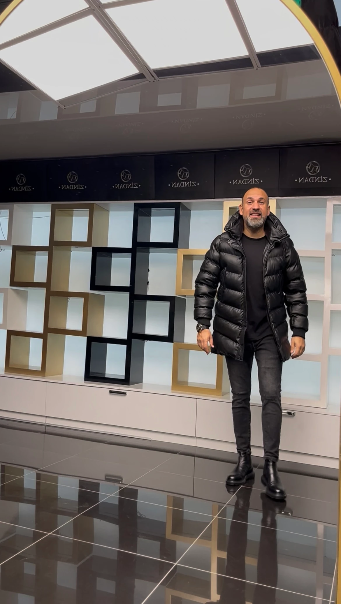 Uzun Deri Şişme Mont Siyah