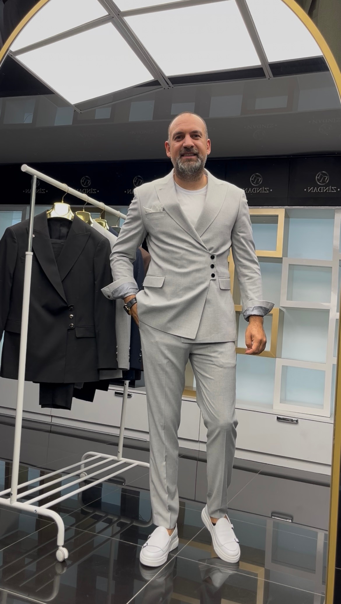 3 Çıtçıtlı Model Takım Gri