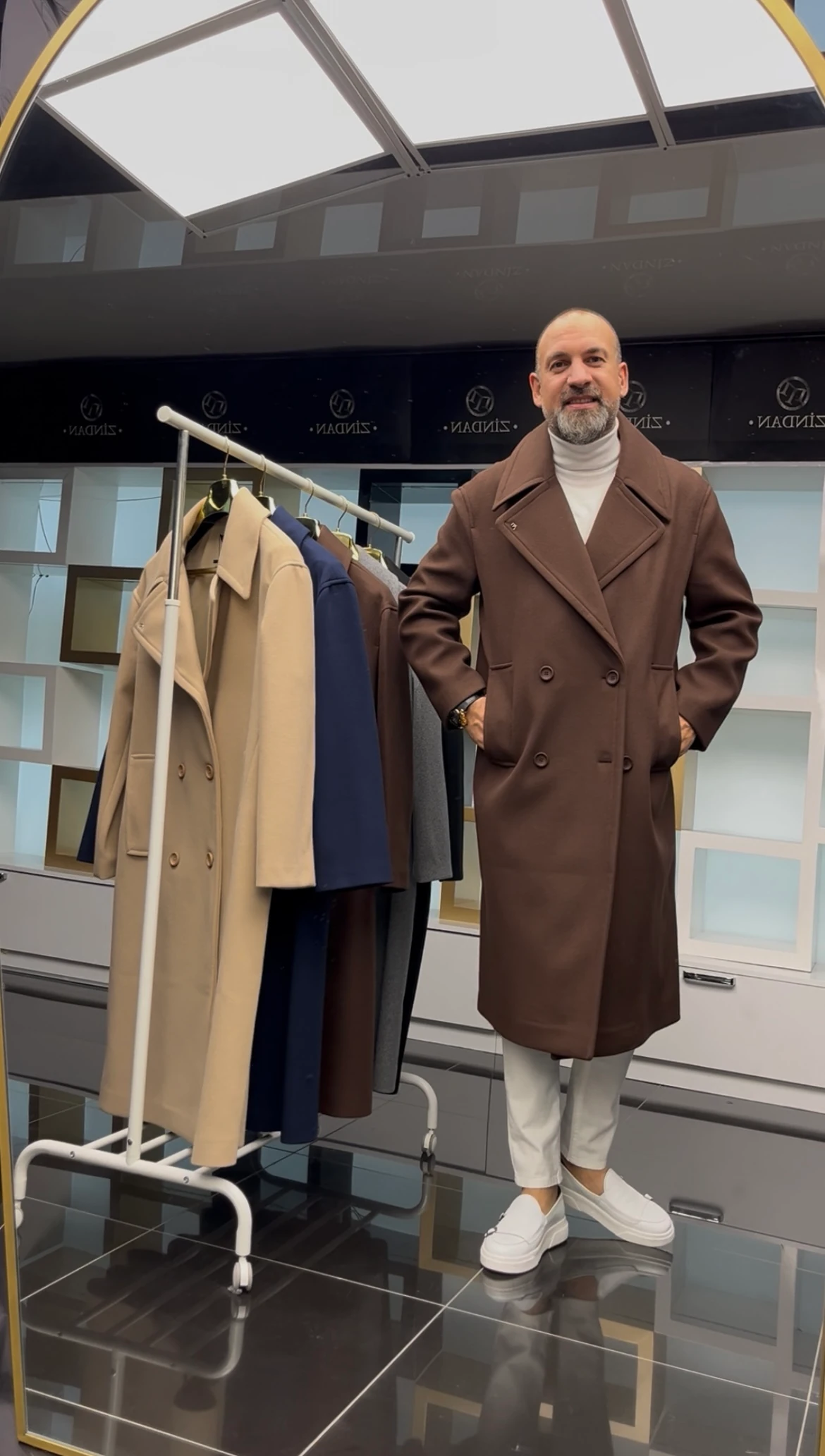 Oversize Kruvaze Kaşe Kaban Acı Kahve 