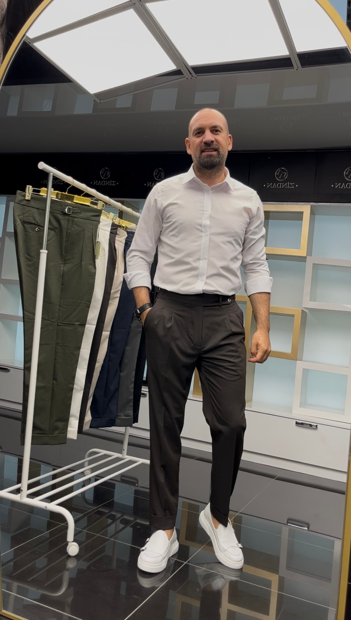Pileli Düğmeli Pantolon Acı Kahve 
