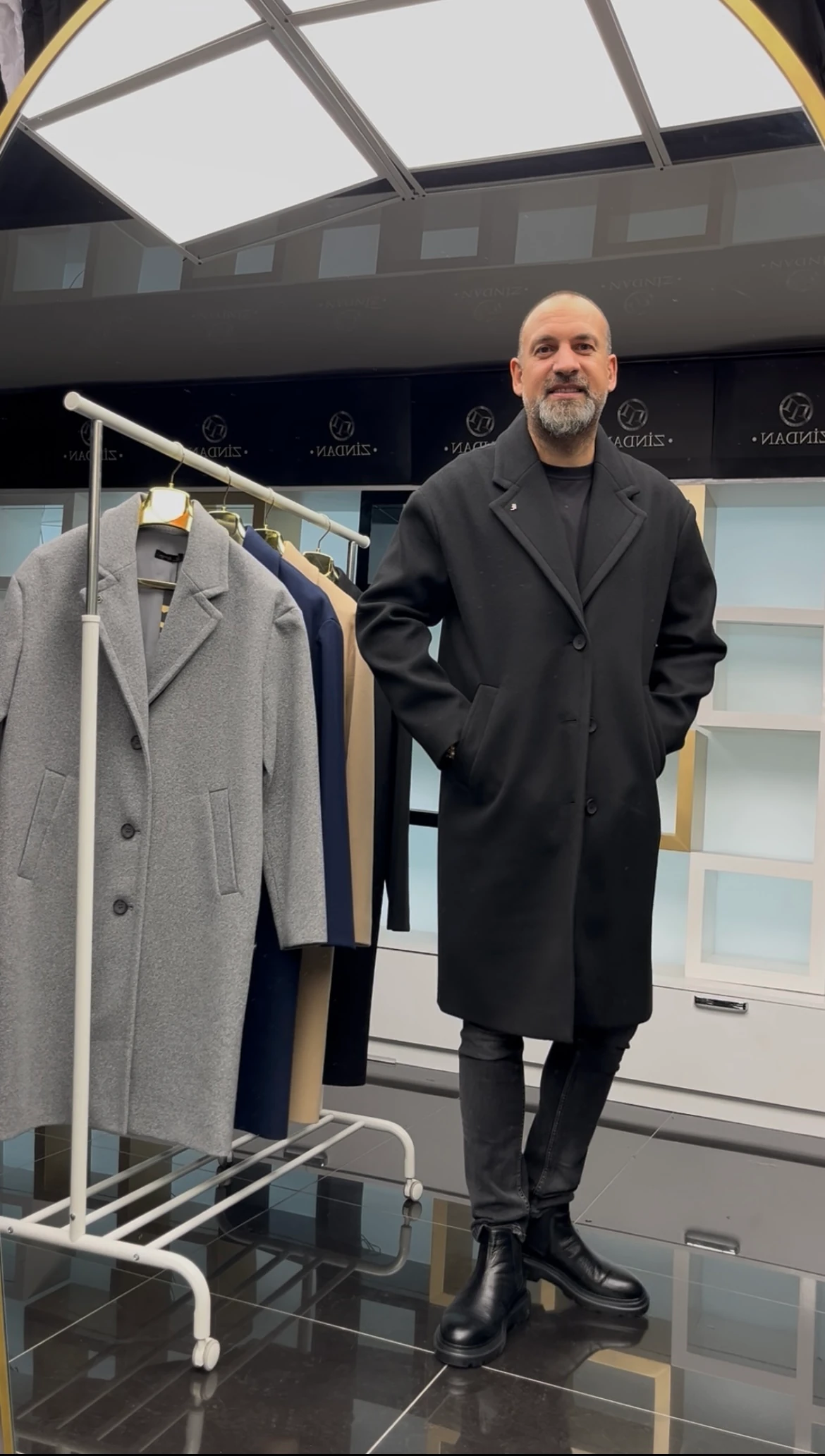 Oversize Kaşe Kaban Siyah