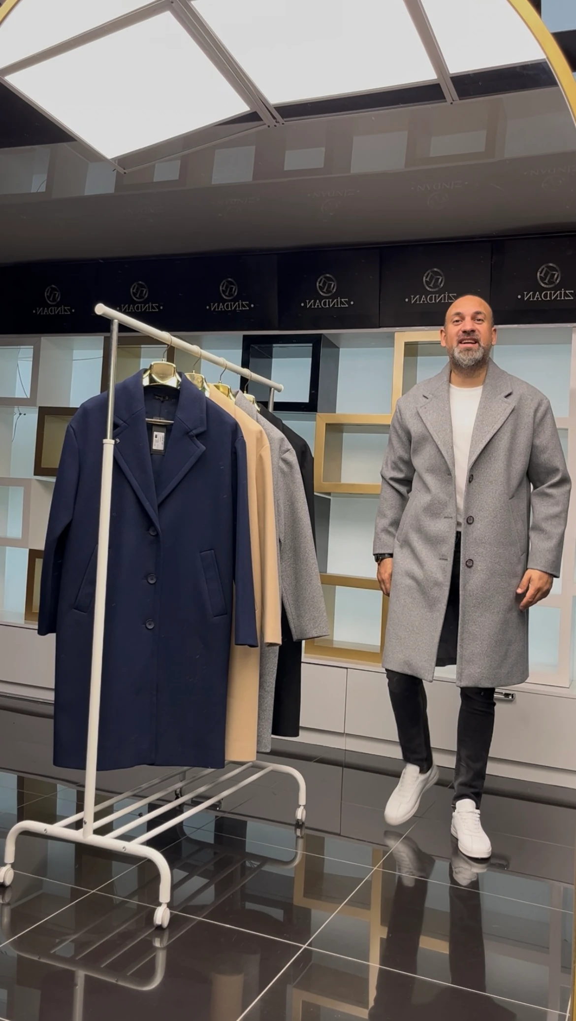 Oversize Kaşe Kaban Gri 