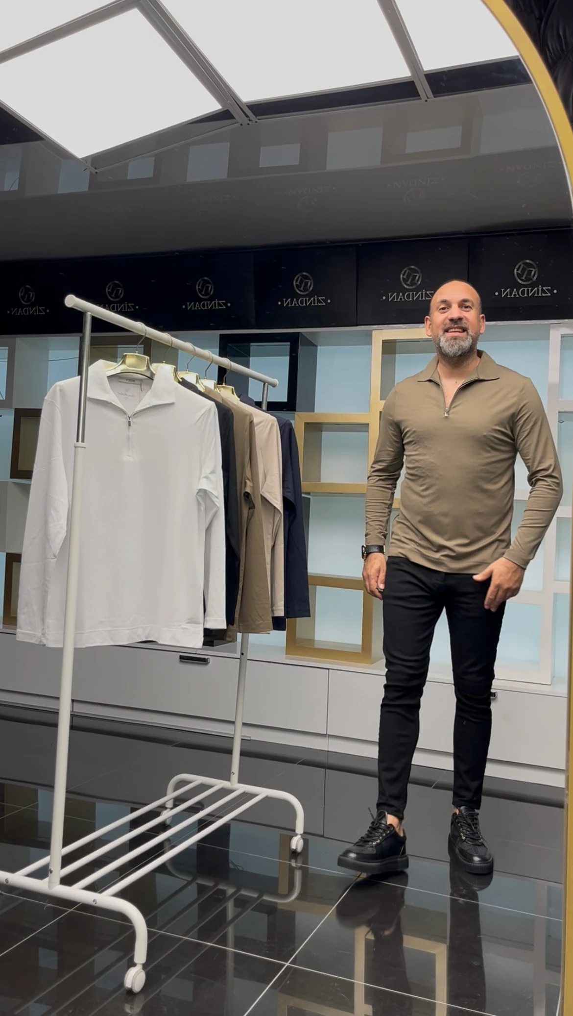 Fermuarlı İnce Sweatshirt Haki 