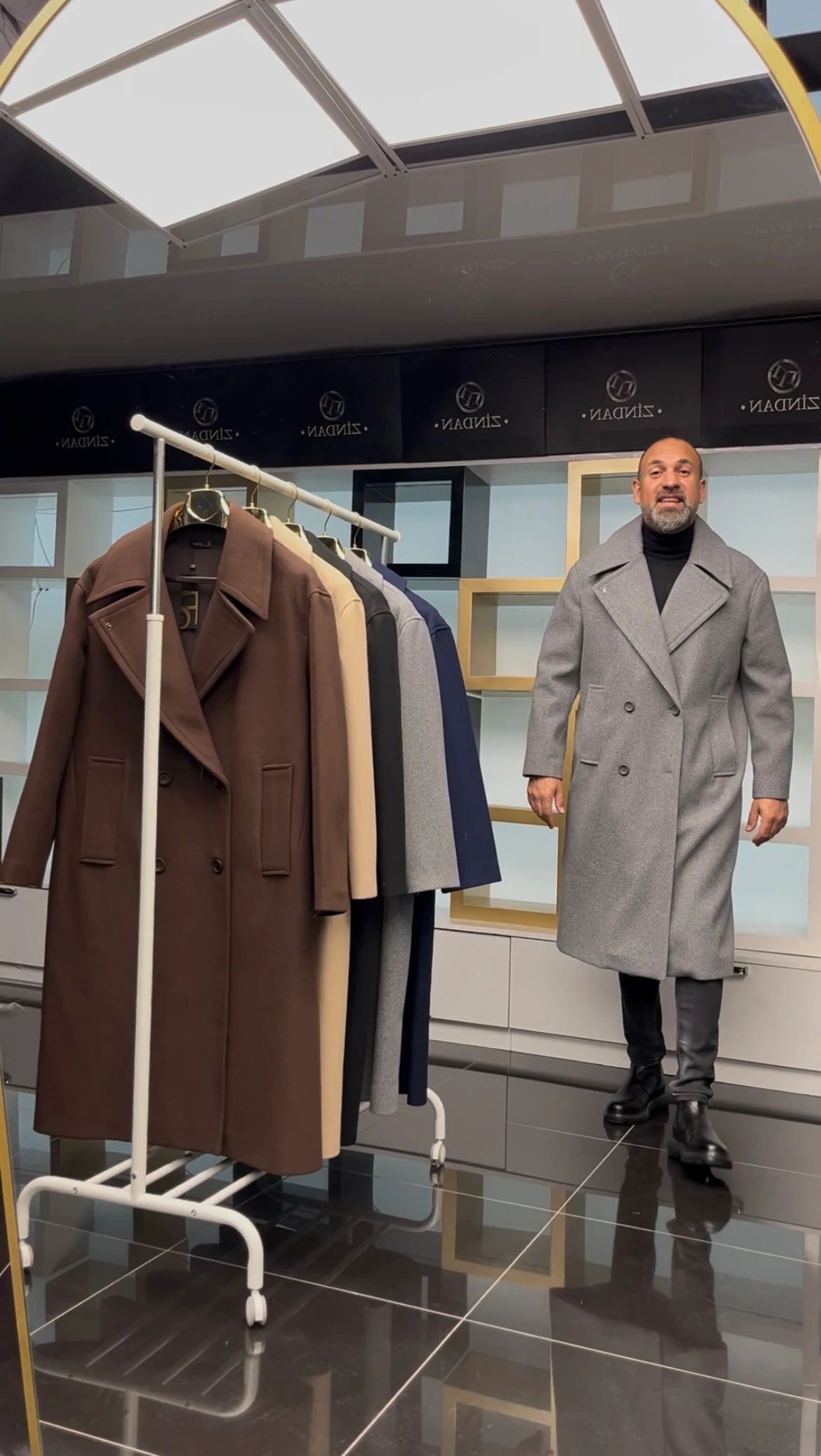 Oversize Kruvaze Kaşe Kaban Gri 