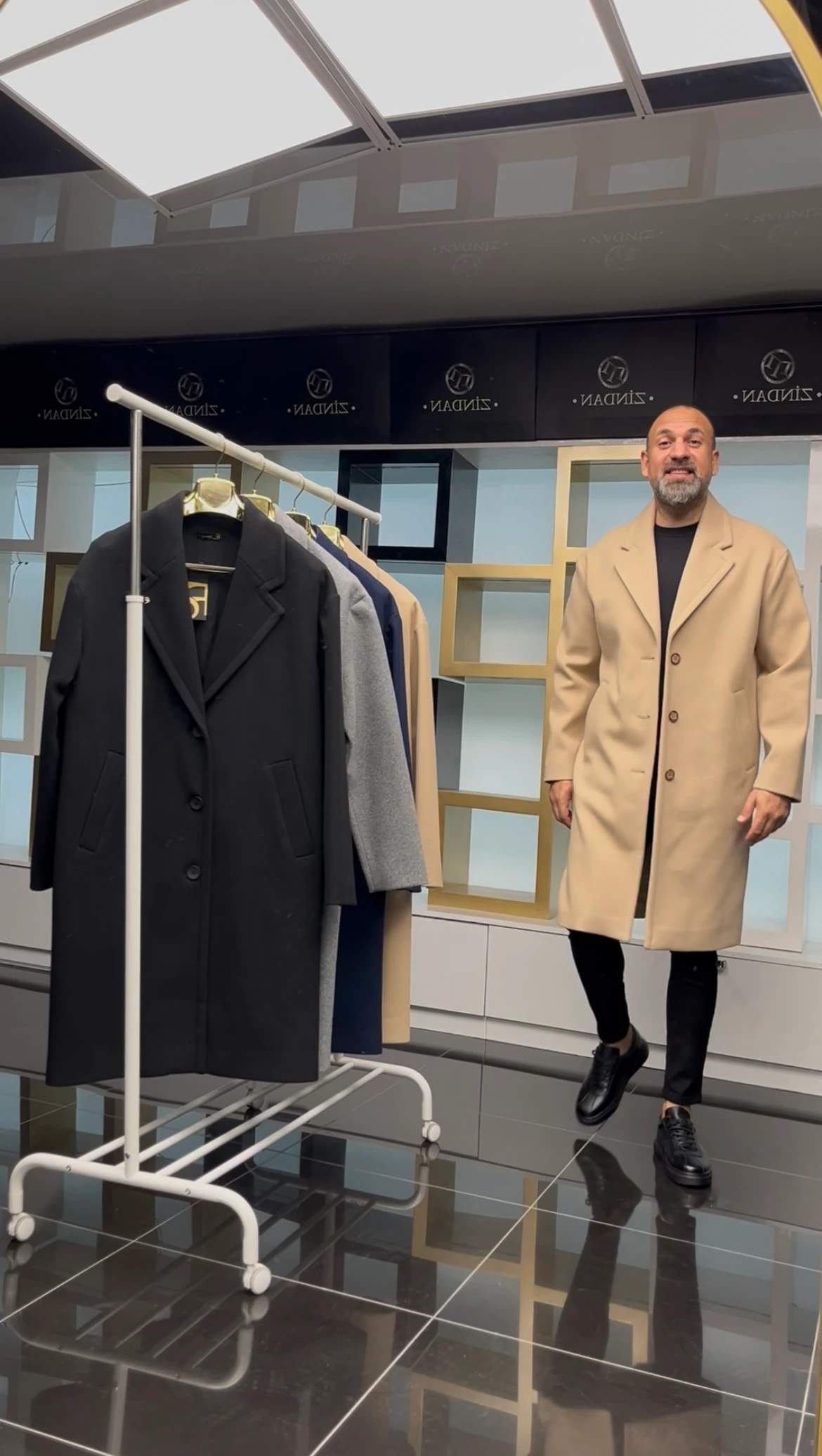 Oversize Kaşe Kaban Bej 